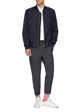 Figure View - Click To Enlarge - PAUL SMITH - Musical note embroidered wool bomber jacket