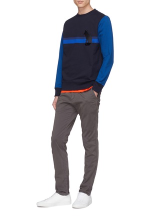Figure View - Click To Enlarge - PS PAUL SMITH - Fox embroidered colourblock stripe sweatshirt