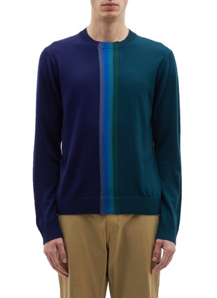 Main View - Click To Enlarge - PS PAUL SMITH - Stripe colourblock Merino wool sweater