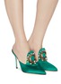 Figure View - Click To Enlarge - MANOLO BLAHNIK - 'Tilda 105' embellished brooch satin mules