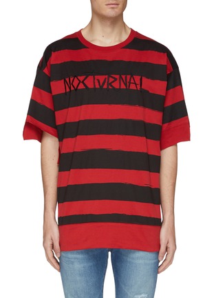 Main View - Click To Enlarge - HACULLA - 'Nocturnal' slogan embroidered stripe T-shirt