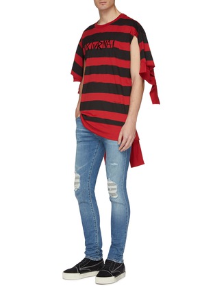 Figure View - Click To Enlarge - HACULLA - 'Nocturnal' slogan embroidered stripe T-shirt