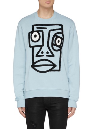 Main View - Click To Enlarge - HACULLA - 'Confused Face' chenille patch sweatshirt