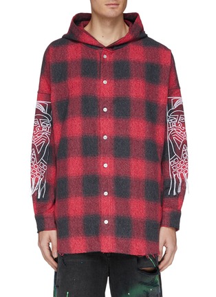 Main View - Click To Enlarge - HACULLA - Graphic embroidered hooded gingham check shirt