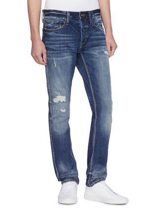 Front View - Click To Enlarge - DENHAM - 'Razor' ripped slim fit jeans
