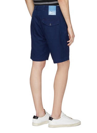 Back View - Click To Enlarge - DENHAM - 'Flight' mix pocket cotton-linen shorts