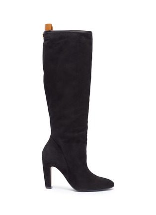 Main View - Click To Enlarge - STUART WEITZMAN - 'Charlie' leather tab suede knee high boots