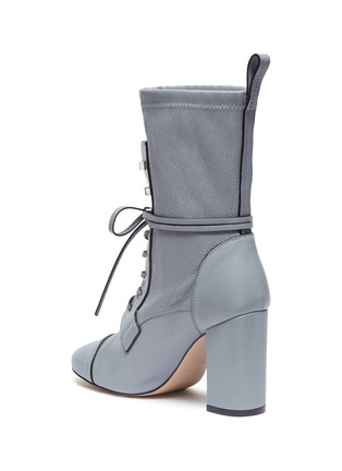 Detail View - Click To Enlarge - STUART WEITZMAN - 'Veruka' lace-up panelled leather mid-calf boots