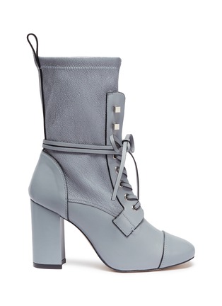 Main View - Click To Enlarge - STUART WEITZMAN - 'Veruka' lace-up panelled leather mid-calf boots