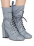 Figure View - Click To Enlarge - STUART WEITZMAN - 'Veruka' lace-up panelled leather mid-calf boots