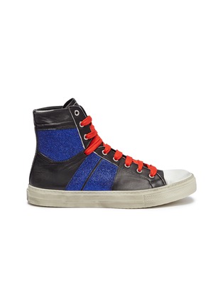 Main View - Click To Enlarge - AMIRI - 'Party Glitter Stripe Sunset' leather high top sneakers