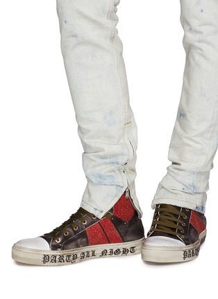 Figure View - Click To Enlarge - AMIRI - 'Party Glitter Stripe Sunset' leather high top sneakers