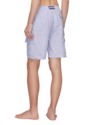 Back View - Click To Enlarge - VILEBREQUIN - Stripe linen cargo shorts