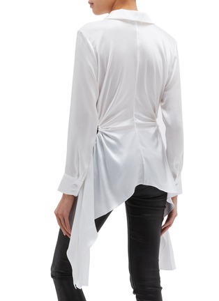 Back View - Click To Enlarge - MATÉRIEL - Ruched cutout waist drape silk blouse