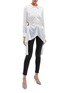 Figure View - Click To Enlarge - MATÉRIEL - Ruched cutout waist drape silk blouse