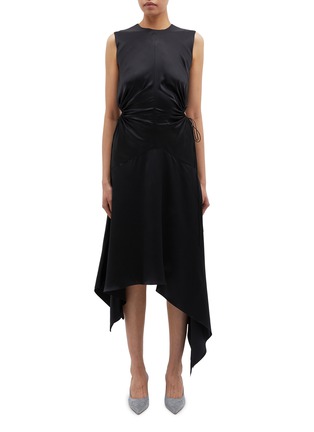Main View - Click To Enlarge - MATÉRIEL - Ruched cutout waist drape silk dress