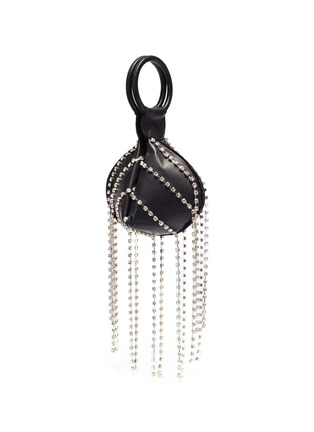 Detail View - Click To Enlarge - EMMA CHARLES - 'Lady Vera' mini glass crystal fringe leather bag