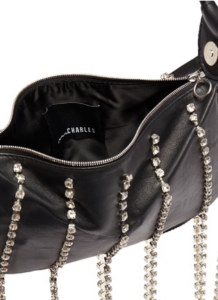 Detail View - Click To Enlarge - EMMA CHARLES - 'Lady Vera' mini glass crystal fringe leather bag