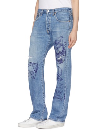 Front View - Click To Enlarge - YVES DELORME - Graffiti print unisex jeans