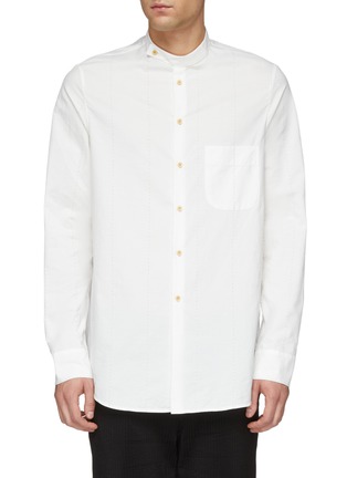 Main View - Click To Enlarge - UMA WANG - Mandarin collar pinstripe shirt
