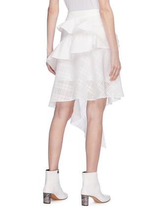 Back View - Click To Enlarge - 10015 - Ruffle tiered drape flocked houndstooth plaid skirt