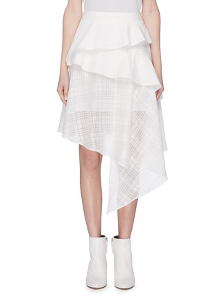 Main View - Click To Enlarge - 10015 - Ruffle tiered drape flocked houndstooth plaid skirt