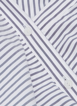  - 10015 - Asymmetric ruffle placket stripe shirt
