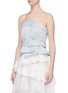 Detail View - Click To Enlarge - 10015 - Belted denim strapless bustier mesh dress
