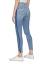 Back View - Click To Enlarge - MOTHER - 'The Stunner' stripe outseam staggered cuff skinny jeans