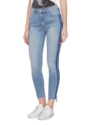 Front View - Click To Enlarge - MOTHER - 'The Stunner' stripe outseam staggered cuff skinny jeans