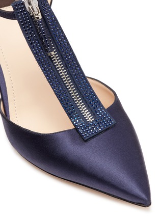 Detail View - Click To Enlarge - RODO - Strass zip front satin slingback pumps
