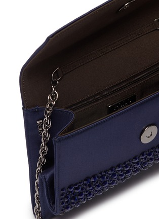 Detail View - Click To Enlarge - RODO - Strass layered flap satin clutch