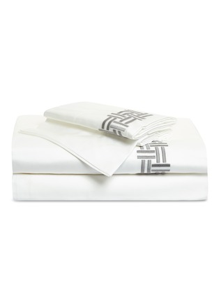 Main View - Click To Enlarge - FRETTE - Basket Weave king size duvet set – White/Slate Grey
