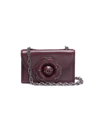 Main View - Click To Enlarge - OSCAR DE LA RENTA - 'TRO' floral appliqué leather crossbody bag