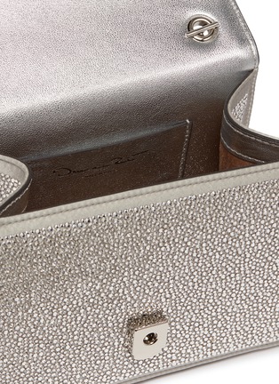 Detail View - Click To Enlarge - OSCAR DE LA RENTA - 'TRO' floral appliqué strass mini satin crossbody bag