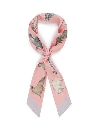 Main View - Click To Enlarge - CJW - 'Winter Animal Twilly' graphic print silk skinny scarf