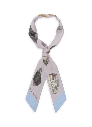 Main View - Click To Enlarge - CJW - 'Shoe Goals Twilly' graphic print silk skinny scarf
