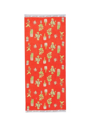 Main View - Click To Enlarge - CJW - 'Plant Mom' graphic print wool stole