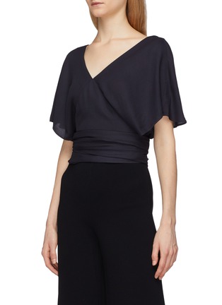 Front View - Click To Enlarge - JACQUEMUS - Sash tie open back wrap cropped top