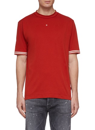 Main View - Click To Enlarge - STONE ISLAND - Logo embroidered stripe cuff T-shirt