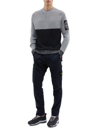Figure View - Click To Enlarge - STONE ISLAND - Contrast panel stripe sweater