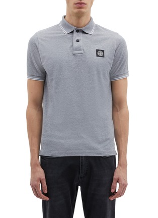 Main View - Click To Enlarge - STONE ISLAND - Contrast rib logo patch polo shirt