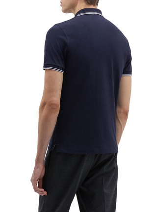 Back View - Click To Enlarge - STONE ISLAND - Contrast rib logo patch polo shirt