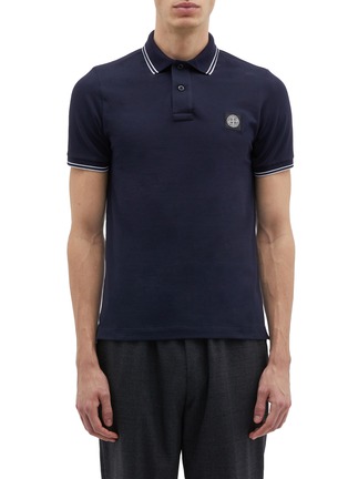 Main View - Click To Enlarge - STONE ISLAND - Contrast rib logo patch polo shirt
