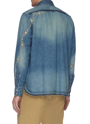 Back View - Click To Enlarge - SACAI - x Dr. Woo floral embroidered pocket denim shirt