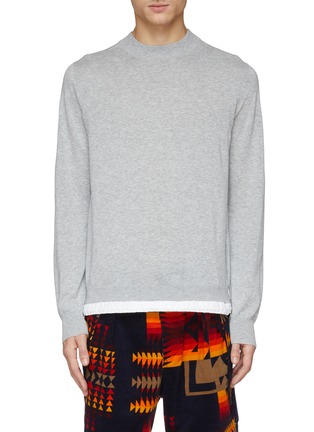 Main View - Click To Enlarge - SACAI - Contrast drawcord hem cotton sweater