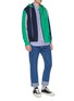 Figure View - Click To Enlarge - SACAI - Layered placket colourblock zip hoodie