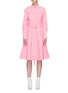 Main View - Click To Enlarge - CÉDRIC CHARLIER - Belted contrast topstitching shirt dress
