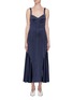 Main View - Click To Enlarge - CÉDRIC CHARLIER - Contrast topstitching drape panel sleeveless dress