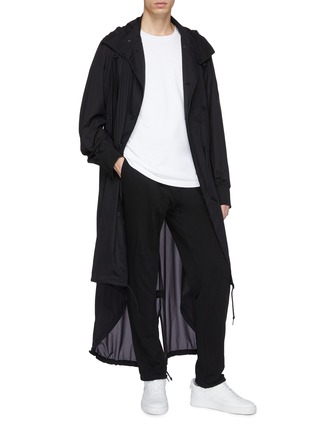 Figure View - Click To Enlarge - Y-3 - 'Adizero' 3-Stripes sleeve hooded high-low parka